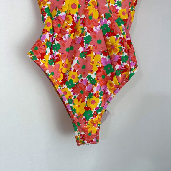 NWT For Love & Lemons‎ XS Floral Zinnia Print Tie Back One Piece Swimsuit Cheeky - Picture 6 of 11